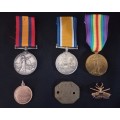 Father And Son Medal Group To: Boyes      ( QSA Father, WW1 Medals Son Killed In Action + Insignia )