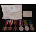 WW2 British 6 Medal Group. GSM with Palestine Bar Named To 598 B. CONST. A.N. DOBSON. PAL POLICE