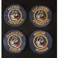 SAP Dog Unit Badges BLUE  ( One Bid For The Lot )   PATROL - EXPLOSIVES - NARCOTIC - RESCUE   O22