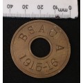 Rhodesia British South Africa Company (BSA Co) Hut Tax Token: 1915-1916 Male ( AU Condition )  F26