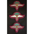 SADF 1 Parachute battalion cloth beret badges ---- 3 Types   ( One Bid For The 3 Badges )     F177