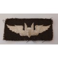 WW2 US  AIR CORPS - AIRGUNNER / AIR FORCE BOMBER PILOT WINGS Embroidered Cloth Badge  P194