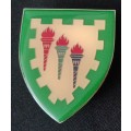 SADF SA. DEFENCE COLLEGE SHOULDER FLASH  ( RED )                 H69