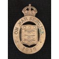 WW1 ON WAR SERVICE 1915 BUTTON HOLE BADGE No. 6729  --- Maker J.A. WYLIE & Co LONDON      V107