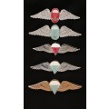 SADF PARACHUTE WINGS COLLECTION Of 5 Wings - Full Size    ` One Bid For The Lot `           V125