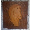 Wooden Carved Horse Portrait 27 x 31 cm