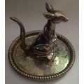 Kangaroo & Joey Ring Holder Silver plated Metal Vintage
