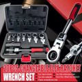 20PCS Elbow Ratchet Wrench Set, Metric Rotary Combination Wrench, with Interchangeable Reducer