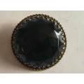 Round Decorative Black Brooch with Brass Backing