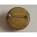 Round Decorative Black Brooch with Brass Backing