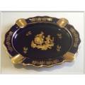 Limoges Oval Cobalt Blue and Gilt  `Courting Couple` Ashtray