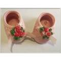 Miniature Pink Porcelain Shoes with Flower Laces