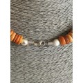 Orange Brown Bead Necklace