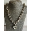 Big Heart and Silver Tone Necklace