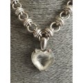 Big Heart and Silver Tone Necklace