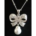 3 Piece - Ribbon - Silver tone with Faux Pearl and Diamanté