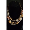 3 String Beads Necklace -  adjustable