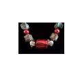Red, White, Grey Bead Necklace