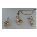 2 Piece - Faux Pearl Necklace (Adjustable) with Earrings