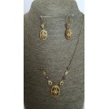 2 Piece -  Gold Tone Necklace and Earnings