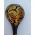 Khokhloma Russian Folk Hand Painted Spoon -  Black and Gold Tone