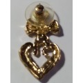 Gold Tone Cross & Heart Lapel Pin