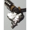 Adjustable Leather Pewter Bracelet -  Elephant