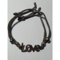 Adjustable Faux Leather Bracelet -  Love