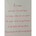 Love/Valentines Card + Envelope  21cm x 13.5cm