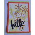 Handmade `Hello` Card + Envelope   13.5cm x 10m