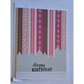 Handmade `Happy Birthday` Card + Envelope   14cm x 10cm