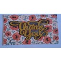 Handmade `Thank You` Card + Envelope   15cm x 10.5cm