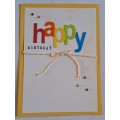 Handmade `Happy Birthday` Card + Envelope   14m x 10cm