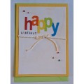 Handmade `Happy Birthday` Card + Envelope   14m x 10cm