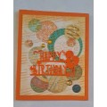 Handmade `Happy Birthday ` Card + Envelope   12.5m x 10cm