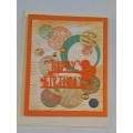 Handmade `Happy Birthday ` Card + Envelope   12.5m x 10cm
