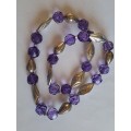 Bulky Purple and Silver Tone Beads Necklace
