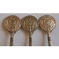 WW1 Propaganda Effort Vintage Souvenir Spoon - Set of 3 x Spoons - ` For Home and Country` -  All b