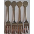 WW1 Propaganda Effort Vintage Souvenir Spoon -Set of 4 x Dessert Fork - ` For Home and Country`