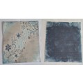 1 Piece Unused -  Double sided paper  30cm x 30cm  Blue Paisley/Dark Blue Grid