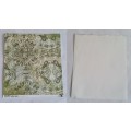 1 Piece Unused -  Paper  30cm x 30cm  Green Paisley/Plain -  Note