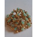 Vintage Gold Plated (?)Turquoise Brooch