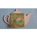Tea Pot Magnet with 2  `decorative` teabags attached  - `Specialite Do Le Maison`