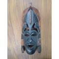 Hand Carved Wood Africana Mask Wall Display (410mm length 155mm width) (QC0955)