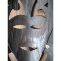 Hand Carved Wood Africana Mask Wall Display (410mm length 155mm width) (QC0955)