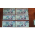 Lot of 6 1970`s 1 000 000 Old Turkish Lira Notes