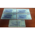 Lot of 5 x 500 000 Old Turkish Lira Notes