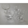 Saucer` Footed Cocktail / Dessert Glasses 4 Piece Odd Set  