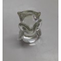 Vintage Glass Owl Paperweight, Controlled Bubbles  