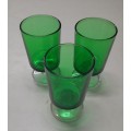 3 x Vintage French Wine Glasses, Green Depression Glassware  